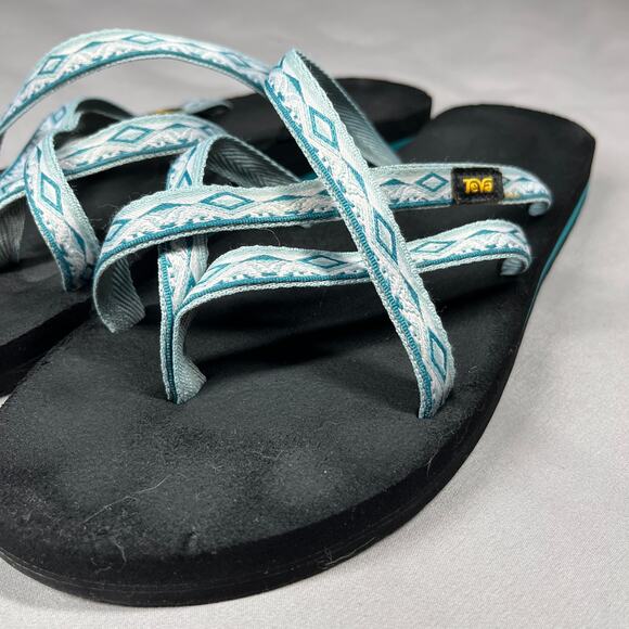Teva Olowahu Flip-Flops Sandals Womens Size 10 Blue Pattern Comfort Slip On - Picture 9 of 10